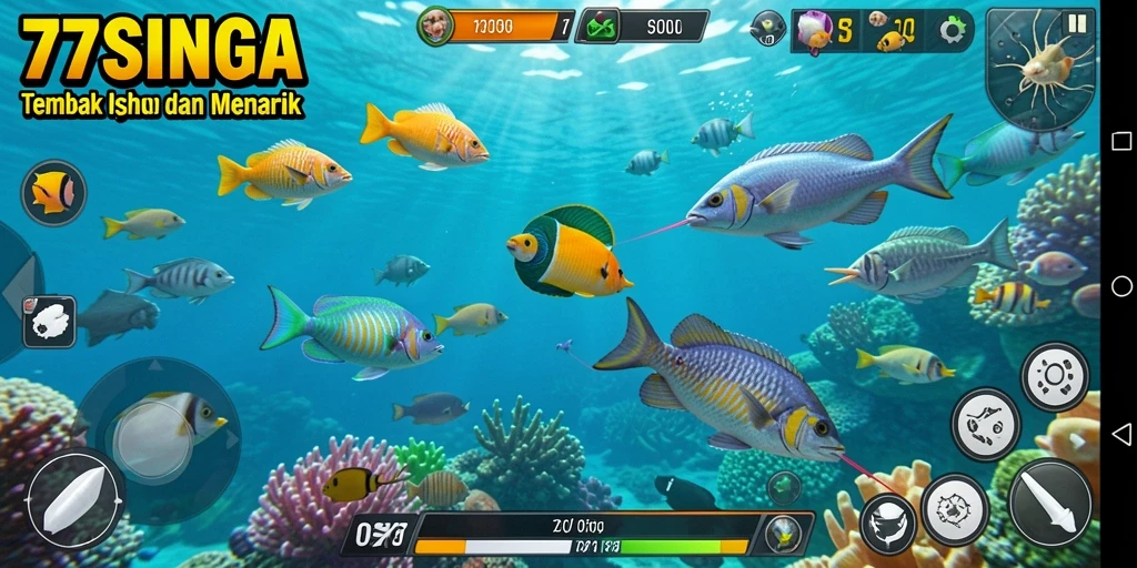 Tampilan gameplay menembak ikan yang seru di 77SINGA.