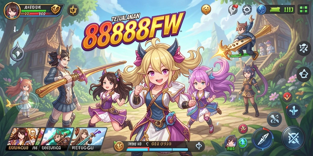 Screenshot gameplay 888FW menampilkan pertarungan seru di dunia Anime.
