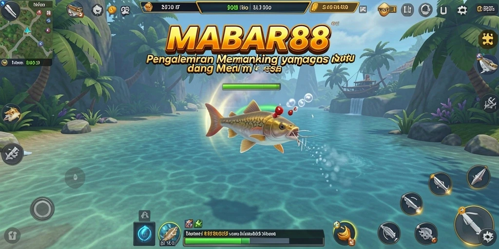 Screenshot gameplay MABAR88 yang menunjukkan serunya menangkap ikan.