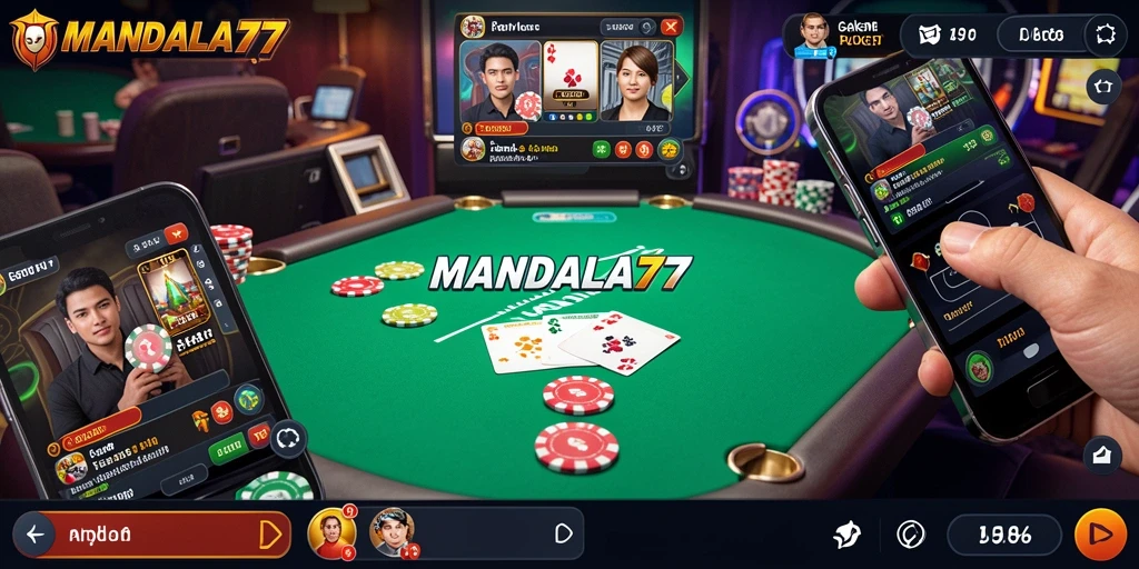 Screenshot gameplay MANDALA77 dengan tampilan poker yang menarik.