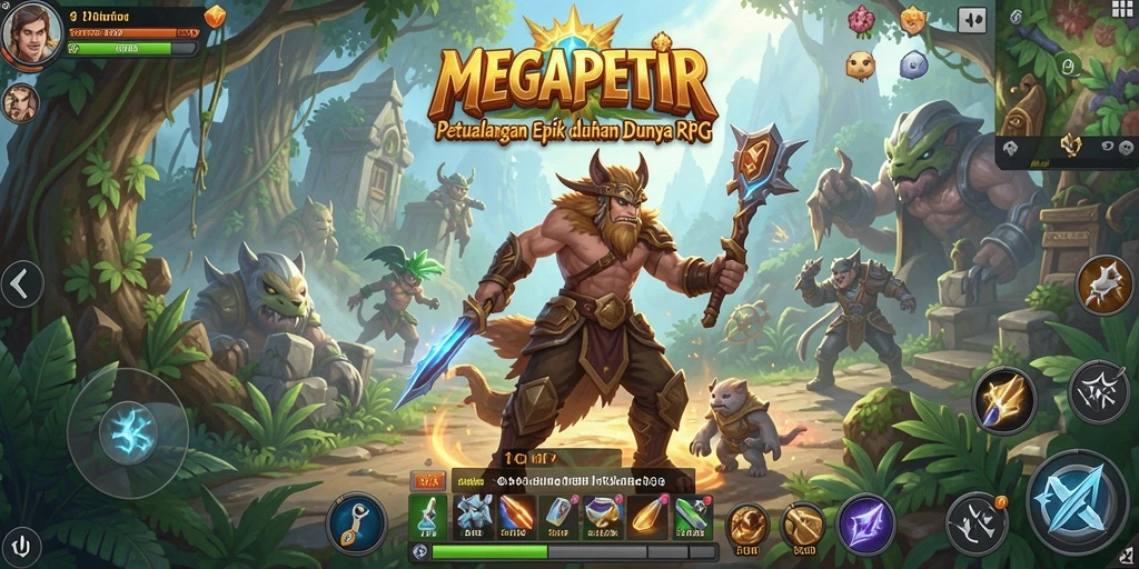 Tangkapan layar MEGAPETIR menampilkan aksi seru dalam pertempuran RPG.