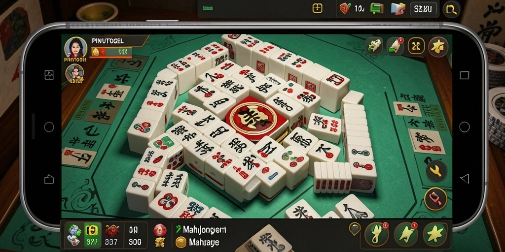 Tampilan permainan PINTUTOGEL dengan gameplay Mahjong yang seru dan menantang.