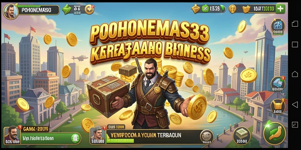 Screenshot gameplay menampilkan pembangunan bisnis di POHONEMAS33.