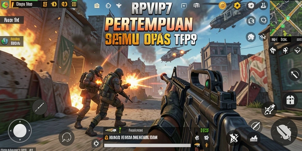 Screenshot gameplay RPVIP7 menampilkan aksi tembak-menembak yang mendebarkan.