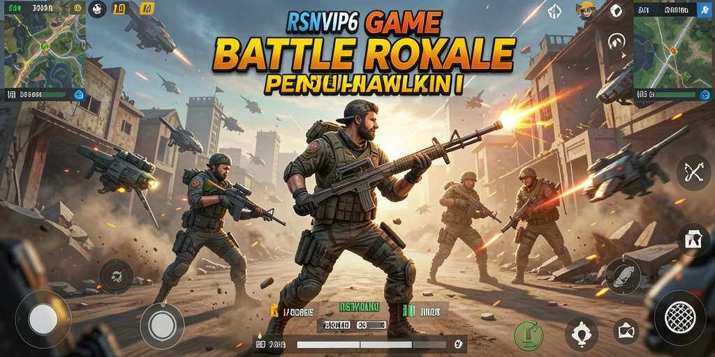 Screenshot gameplay RSNVIP6 yang menegangkan dalam pertempuran Battle Royale.
