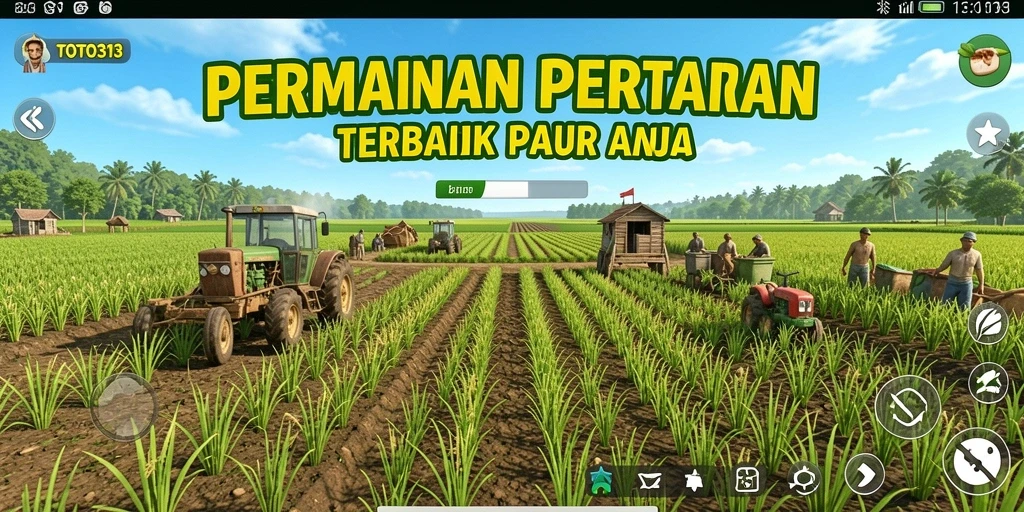 Screenshot gameplay nyata TOTO313 yang menampilkan aktivitas bertani.